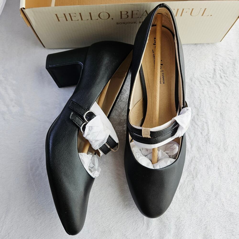 New LifeStride True Mary Jane Block Heel Pump 8.5 Black Comfort Soft Academia - Picture 7 of 12
